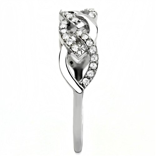 Jewellery Kingdom Stainless Steel Silver Pretty Elegant Ladies Cubic Zirconia Band Ring Secondary image