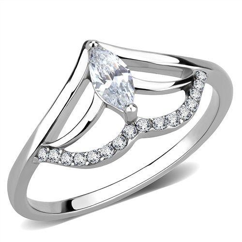 Jewellery Kingdom Stainless Steel Silver Pretty Elegant Sparkle Marquise 1.25 CT Ladies Cubic Zirconia Ring - Jewelry Rings - British D'sire Main image