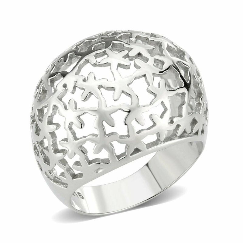 Jewellery Kingdom Starfish Silver No Stone Stainless Steel Cocktail Chunky Ladies Dome Ring - Jewelry Rings - British D'sire