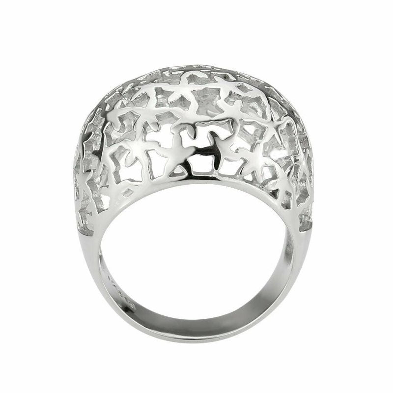 Jewellery Kingdom Starfish Silver No Stone Stainless Steel Cocktail Chunky Ladies Dome Ring - Jewelry Rings - British D'sire Main image