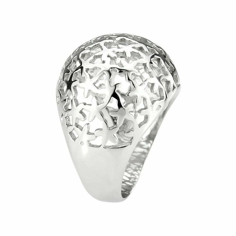 Jewellery Kingdom Starfish Silver No Stone Stainless Steel Cocktail Chunky Ladies Dome Ring Secondary image