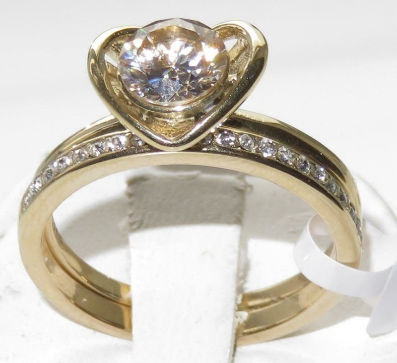 Jewellery Kingdom Steel 1.50CT Ladies Solitaire Engagement Wedding Gold Ring Set Band - Jewelry Rings - British D'sire