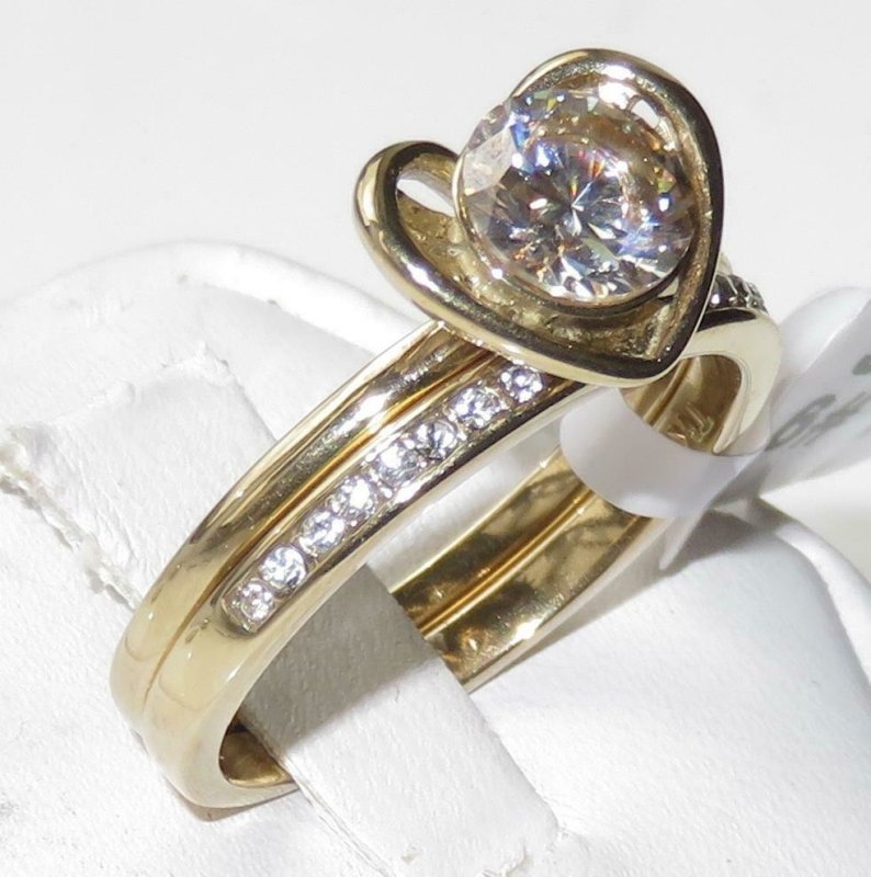 Jewellery Kingdom Steel 1.50CT Ladies Solitaire Engagement Wedding Gold Ring Set Band - Jewelry Rings - British D'sire