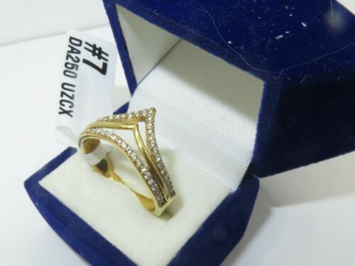 Jewellery Kingdom Steel Cubic Zirconia Prong Set Ladies Wishbone Ring Band (Gold) - Jewelry Rings - British D'sire