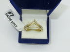 Jewellery Kingdom Steel Cubic Zirconia Prong Set Ladies Wishbone Ring Band (Gold) - Jewelry Rings - British D'sire