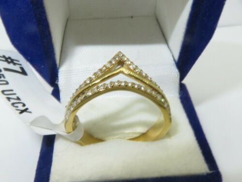 Jewellery Kingdom Steel Cubic Zirconia Prong Set Ladies Wishbone Ring Band (Gold) - Jewelry Rings - British D'sire