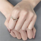 Jewellery Kingdom Steel Cubic Zirconia Prong Set Ladies Wishbone Ring Band (Gold) - Jewelry Rings - British D'sire