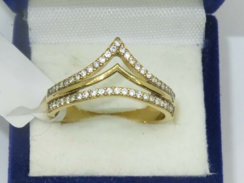 Jewellery Kingdom Steel Cubic Zirconia Prong Set Ladies Wishbone Ring Band (Gold) - Jewelry Rings - British D'sire
