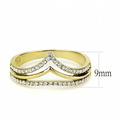 Jewellery Kingdom Steel Cubic Zirconia Prong Set Ladies Wishbone Ring Band (Gold) - Jewelry Rings - British D'sire