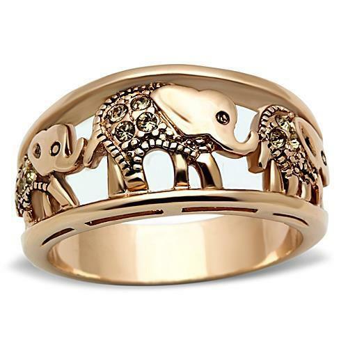 Jewellery Kingdom Steel Elephant Ladies Ring Band (Rose Gold) - Rings - British D'sire Main image