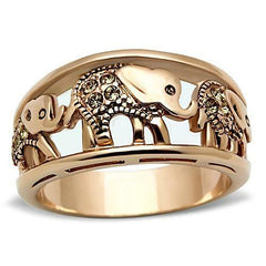 Jewellery Kingdom Steel Elephant Ladies Ring Band (Rose Gold) - Rings - British D'sire