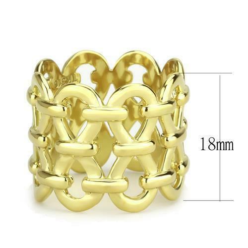 Jewellery Kingdom Steel No Stone No Tarnish Chain Link Ladies Ring Band (Gold) - Rings - British D'sire