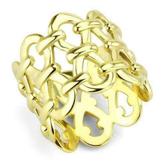 Jewellery Kingdom Steel No Stone No Tarnish Chain Link Ladies Ring Band (Gold) - Rings - British D'sire