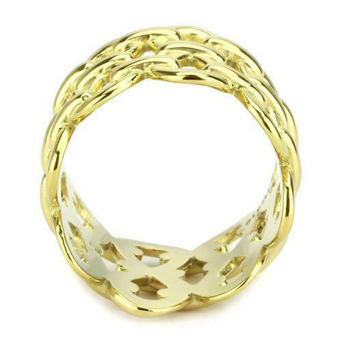 Jewellery Kingdom Steel No Stone No Tarnish Chain Link Ladies Ring Band (Gold) - Rings - British D'sire