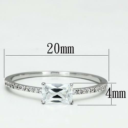 Jewellery Kingdom Sterling 925 Stamped Solitaire Accents Ladies Emerald Cut Ring (Silver) - Jewelry Rings - British D'sire