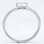 Jewellery Kingdom Sterling 925 Stamped Solitaire Accents Ladies Emerald Cut Ring (Silver) - Jewelry Rings - British D'sire