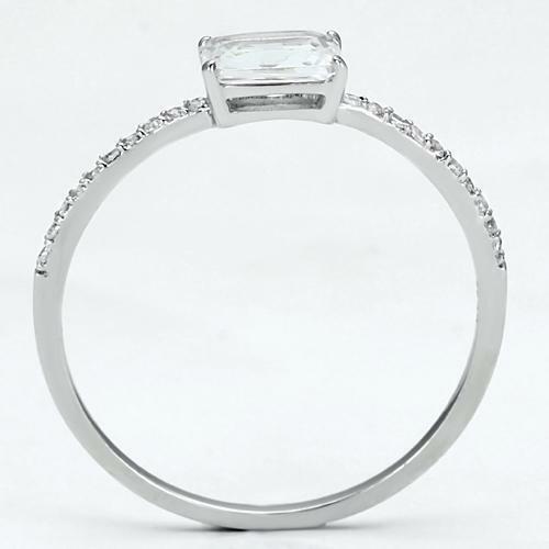 Jewellery Kingdom Sterling 925 Stamped Solitaire Accents Ladies Emerald Cut Ring (Silver) - Jewelry Rings - British D'sire