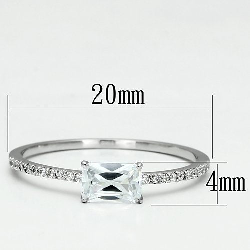 Jewellery Kingdom Stamped Solitaire Accents Ladies Emerald Cut Ring (Silver) Secondary image