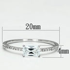 Jewellery Kingdom Sterling 925 Stamped Solitaire Accents Ladies Emerald Cut Ring (Silver) - Jewelry Rings - British D'sire
