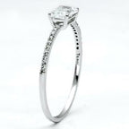 Jewellery Kingdom Sterling 925 Stamped Solitaire Accents Ladies Emerald Cut Ring (Silver) - Jewelry Rings - British D'sire