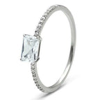 Jewellery Kingdom Sterling 925 Stamped Solitaire Accents Ladies Emerald Cut Ring (Silver) - Jewelry Rings - British D'sire