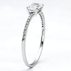 Jewellery Kingdom Sterling 925 Stamped Solitaire Accents Ladies Emerald Cut Ring (Silver) - Jewelry Rings - British D'sire