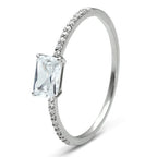 Jewellery Kingdom Sterling 925 Stamped Solitaire Accents Ladies Emerald Cut Ring (Silver) - Jewelry Rings - British D'sire