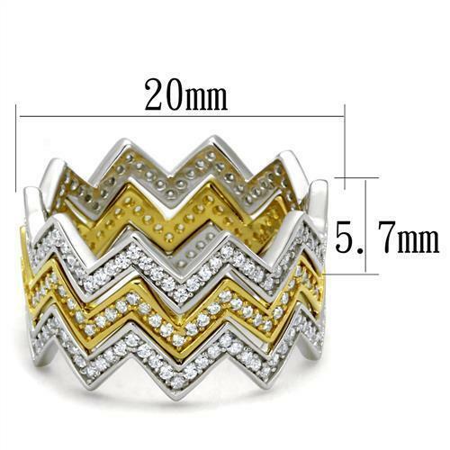 Jewellery Kingdom sterling Bands Stacking Zig Zag Ladies Wedding Ring Set (Silver & Gold) - Rings - British D'sire