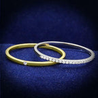 Jewellery Kingdom Sterling Cubic Zirconia Bands Stacking Elegant Ladies Ring Set (Silver & Gold) - Jewelry Rings - British D'sire