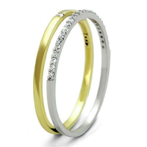 Jewellery Kingdom Sterling Cubic Zirconia Bands Stacking Elegant Ladies Ring Set (Silver & Gold) - Jewelry Rings - British D'sire