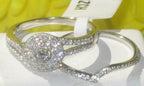 Jewellery Kingdom Sterling Engagement Wedding Band, CZ Handmade Ladies Ring Set (Silver) - Engagement Rings - British D'sire