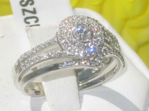 Jewellery Kingdom Sterling Engagement Wedding Band, CZ Handmade Ladies Ring Set (Silver) - Engagement Rings - British D'sire