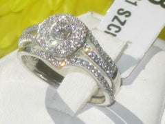 Jewellery Kingdom Sterling Engagement Wedding Band, CZ Handmade Ladies Ring Set (Silver) - Engagement Rings - British D'sire
