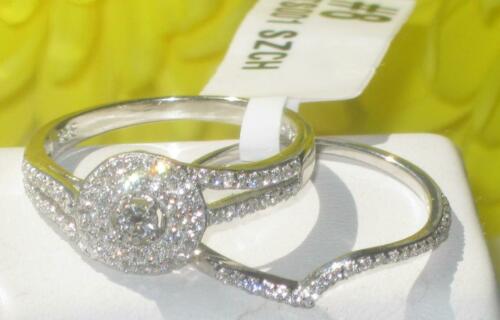 Jewellery Kingdom Sterling Engagement Wedding Band, CZ Handmade Ladies Ring Set (Silver) - Engagement Rings - British D'sire