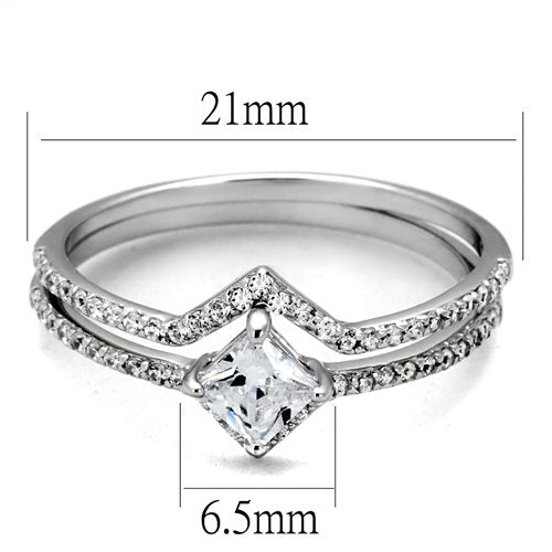 Jewellery Kingdom Sterling Princess cz Ladies Engagement Wedding Band Ring Set (Silver) - Engagement Rings - British D'sire