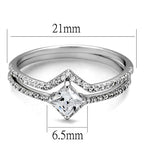 Jewellery Kingdom Sterling Princess cz Ladies Engagement Wedding Band Ring Set (Silver) - Engagement Rings - British D'sire