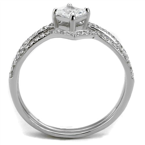 Jewellery Kingdom Sterling Princess cz Ladies Engagement Wedding Band Ring Set (Silver) - Engagement Rings - British D'sire Main image