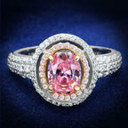 Jewellery Kingdom Sterling Sapphire Rose gold Oval 250 Carat Cubic Zirconia Dress Ladies Ring (Pink & Silver) - Jewelry Rings - British D'sire