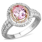 Jewellery Kingdom Sterling Sapphire Rose gold Oval 250 Carat Cubic Zirconia Dress Ladies Ring (Pink & Silver) - Jewelry Rings - British D'sire