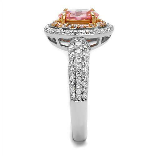 Jewellery Kingdom Sterling Sapphire Rose gold Oval 250 Carat Cubic Zirconia Dress Ladies Ring (Pink & Silver) - Jewelry Rings - British D'sire