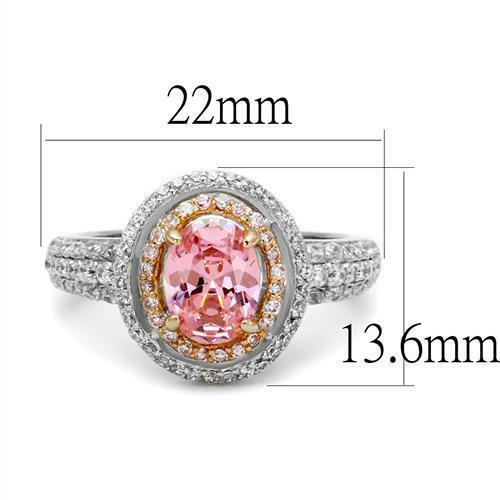 Jewellery Kingdom Sterling Sapphire Rose gold Oval 250 Carat Cubic Zirconia Dress Ladies Ring (Pink & Silver) - Jewelry Rings - British D'sire