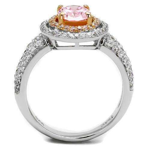 Jewellery Kingdom Sterling Sapphire Rose gold Oval 250 Carat Cubic Zirconia Dress Ladies Ring (Pink & Silver) - Jewelry Rings - British D'sire