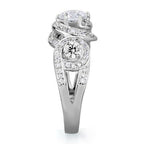 Jewellery Kingdom Sterling Silver Antiqued Cubic Zirconia Handmade Ladies Three Stone Ring - Jewelry Rings - British D'sire