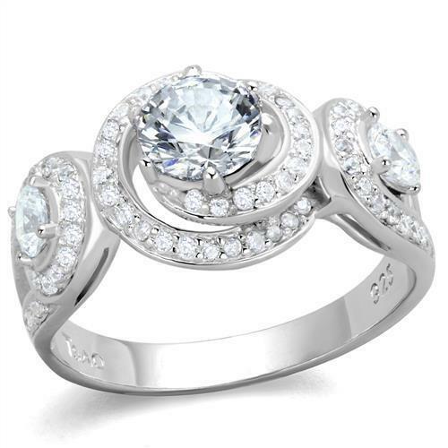 Jewellery Kingdom Sterling Silver Antiqued Cubic Zirconia Handmade Ladies Three Stone Ring - Jewelry Rings - British D'sire