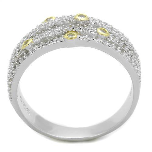 Jewellery Kingdom Sterling Silver Band 5 Rows Gold Bezel Super Sparkling Ladies Cubic Zirconia Ring Secondary image