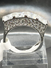 Jewellery Kingdom Sterling Silver Band Princess Cut Simulated Diamonds Ring - Jewelry Rings - British D'sire