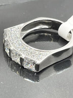 Jewellery Kingdom Sterling Silver Band Princess Cut Simulated Diamonds Ring - Jewelry Rings - British D'sire