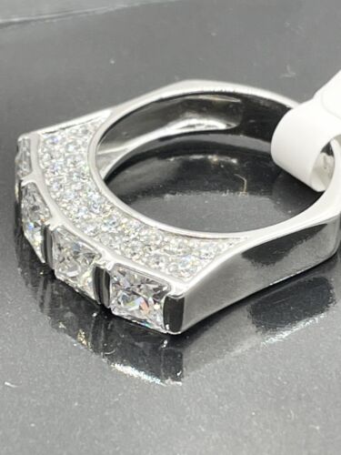 Jewellery Kingdom Sterling Silver Band Princess Cut Simulated Diamonds Ring - Jewelry Rings - British D'sire