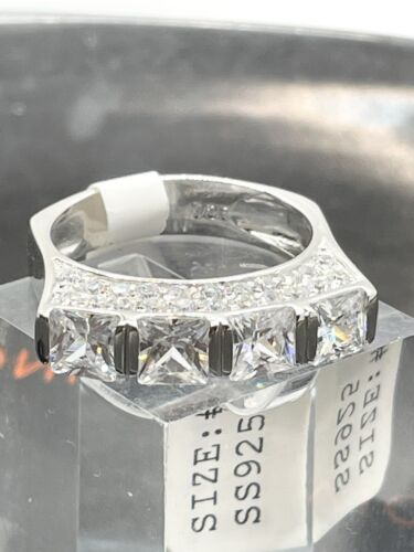 Jewellery Kingdom Sterling Silver Band Princess Cut Simulated Diamonds Ring - Jewelry Rings - British D'sire