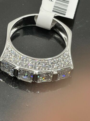 Jewellery Kingdom Sterling Silver Band Princess Cut Simulated Diamonds Ring - Jewelry Rings - British D'sire